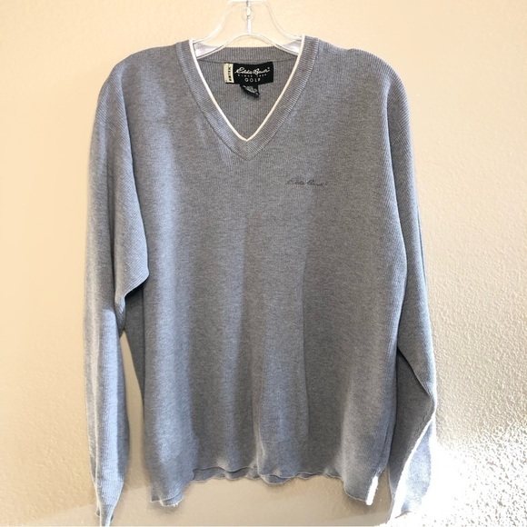 Eddie Bauer Golf Men’s EBTEK  Ribbed V-Neck Long Sleeve pullover Sweater Size M - Picture 1 of 11